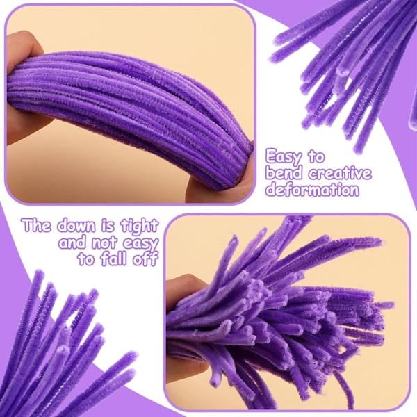 300 stk piperensere, 3 forskjellige gule piperensere bøyelig plusj håndverkswire 30 cm piperenser chenille wire for DIY-prosjekter og håndverksdekor Set 4