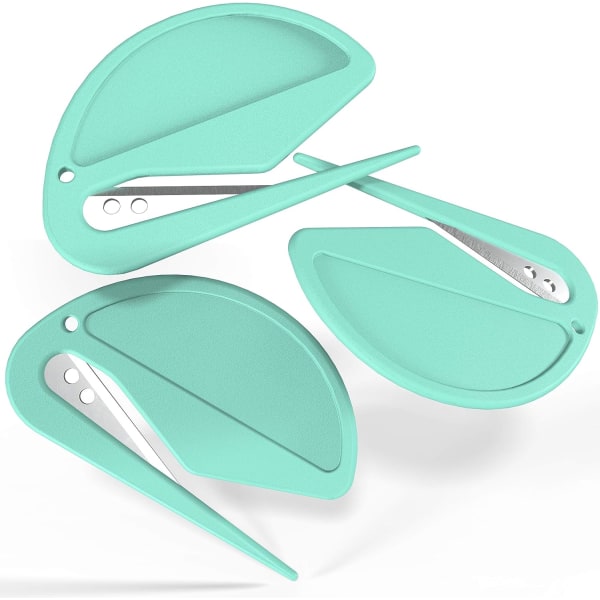 Uncommon Desks Letter Openers - Mint Green 3 Pieces - Sharp and Efficient - Open Envelopes with Ease (Mint Green, 3 Pieces)