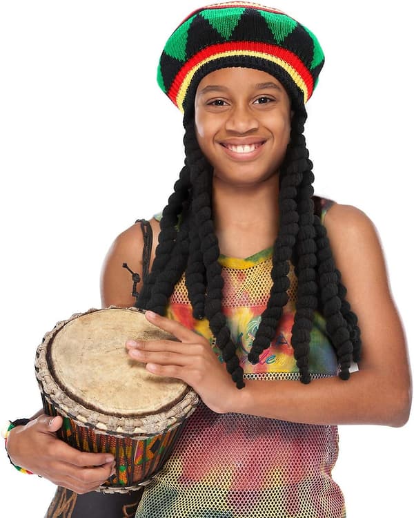3-pak Rasta-hat med sort dreadlocks-paryk - Rasta-paryk-hue til kostumetilbehør