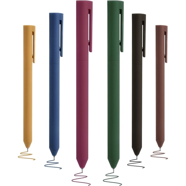 6st färgade gelpennor, 6 olika unika vintage , fin punkt 0,5 mm mjuk skrift för skoljournalföring Anteckningspapper