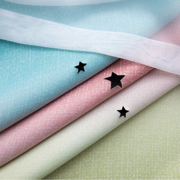 1 Panel  Stars Blackout Curtain,Rainbow Double Layer Star Grommet Window Curtains