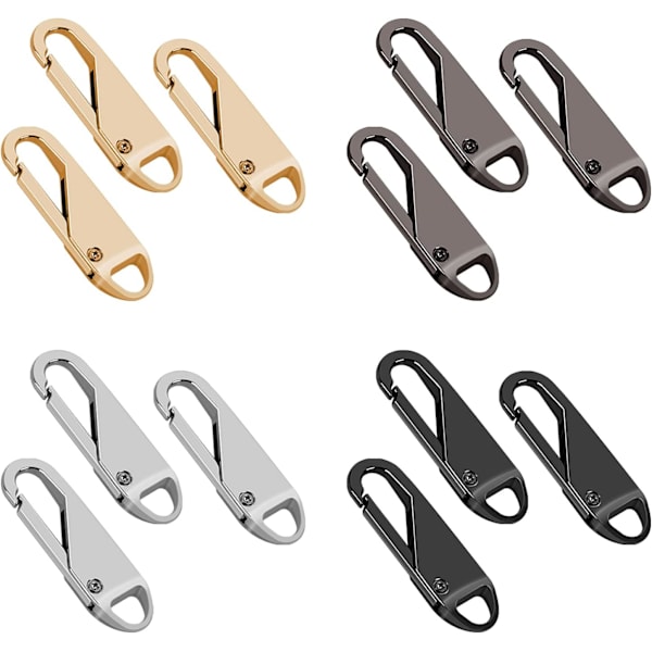 Dragkedja dragkedja ersättning avtagbar metall dragkedja dragkedja flik metall dragkedja gripper reparation fixer dragkedjor taggar dragkedja reglage dragkedjor drar (12 pack 4 färger)