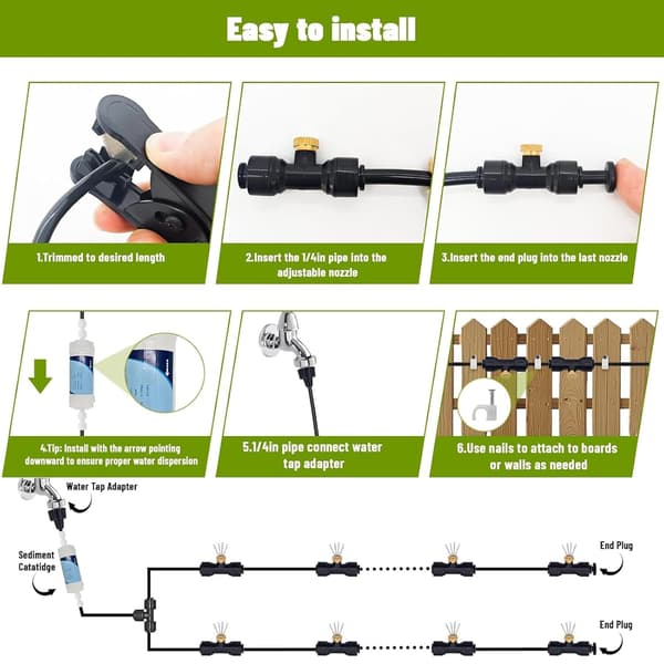 Terrassdimsystem, utomhusterrassdimslang, terrassdimsystemkit, dimmunstycken med T-koppling (10M)