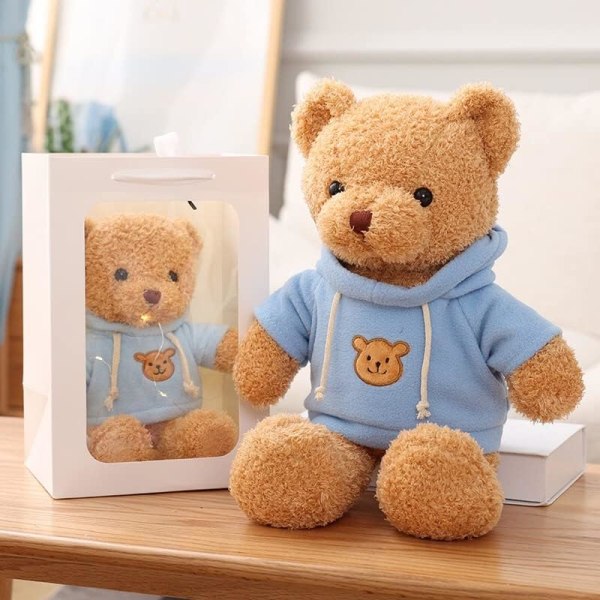 Farvet bamse bamse - Sød plyslegetøj - 30cm Lille brun bjørn - T-shirt sød plysdyr - Julegave til børn,