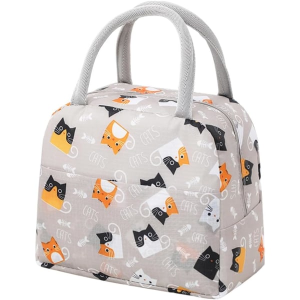 Isolerad lunchväska Tote Bag för kvinnor Bred öppen isolerad kylväska Vattentålig termisk läckagesäker lunchorganisatör för utomhuspicknickarbete (katt)