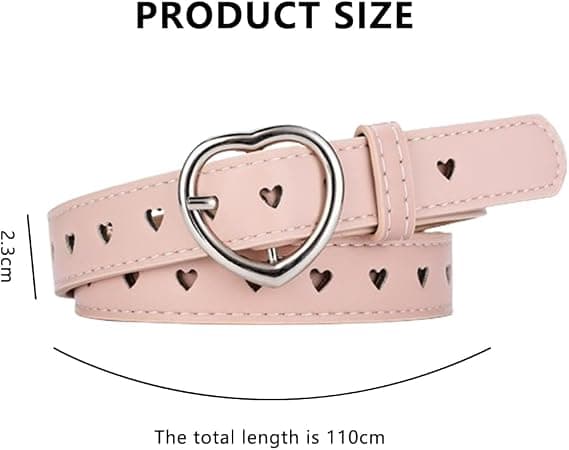 Piger bælte Børnebælte, sødt hjerte elastisk bælte PU læderbælte, justerbart strækbælte med hjertespænde, mode taljebælte smalt bælte, pink Pink
