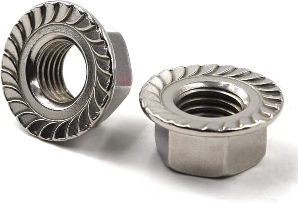 M10 304 Rostfritt Stål Sexkantflänsmutter Låsmuttrar (20-pack)