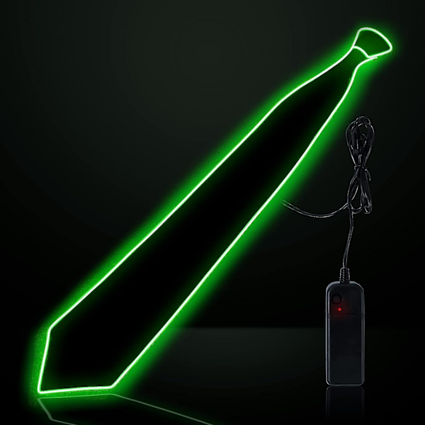 Lysende slips, LED-slips for menn med strømkabel, justerbare lysende slips, fest, bar, skolekostymetilbehør. (grønn)