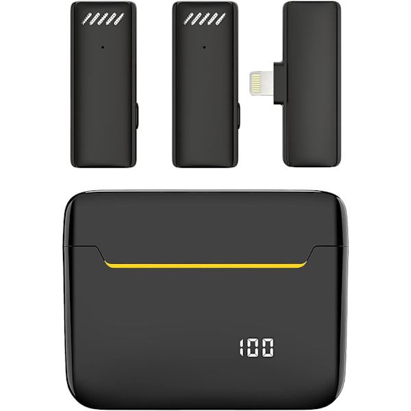 Trådløs Lavalier-mikrofon til iPhone iPad med opladningsetui Lapel Mini-mikrofon Podcast-mikrofon til videooptagelse