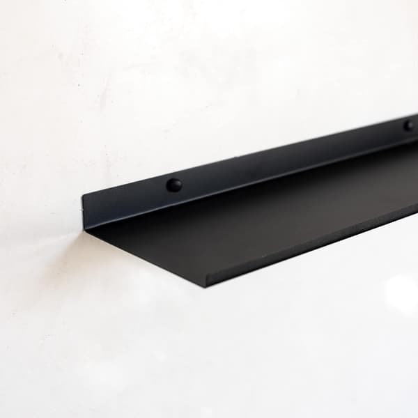 Sort metalsvæghylde | Sæt med 2 svævehylder 50 cm