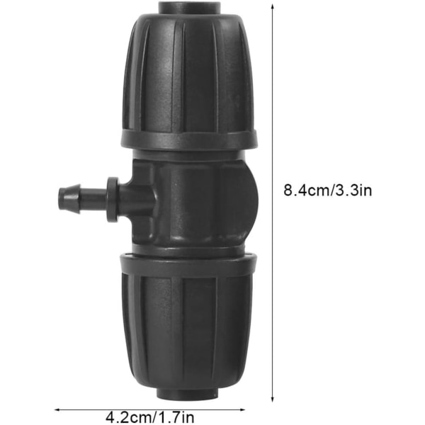 16mm til 4/7 hage lås piggtråd T-koblinger, 10 stk/sett koblinger for PE slange hage vanningssystem
