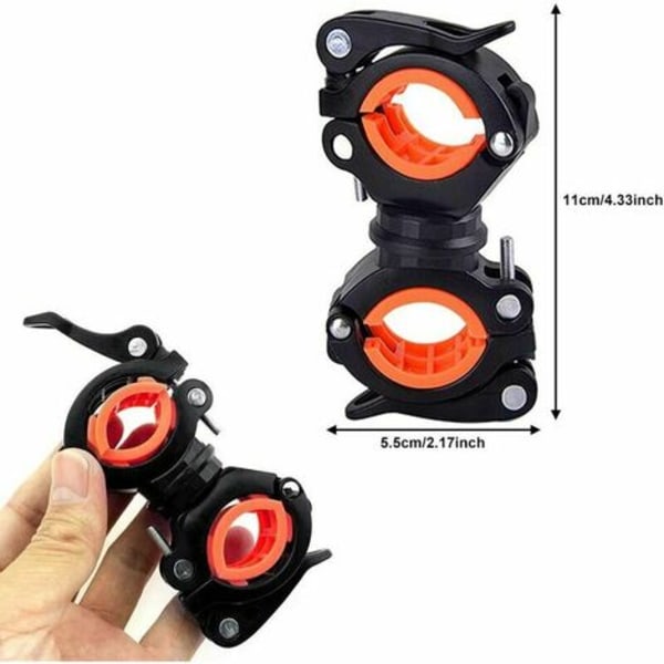 2-pack cykelficklampa hållare - 360° rotation - justerbar styrfäste för cykellampor