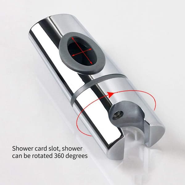 Chrome ABS Dusjhodeholder Dusjholder Klips på Dusjstang Hånddusjholder 360° Rotasjon for Bad Oval,S