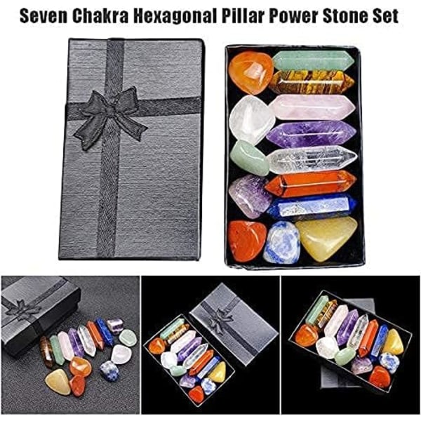 14 kpl Premium Healing Crystals -pakkaus lahjapakkauksessa - 7 chakrasarjan set , 7 chakran set meditaatiokivijooga-amuletti lahjapakkauksella