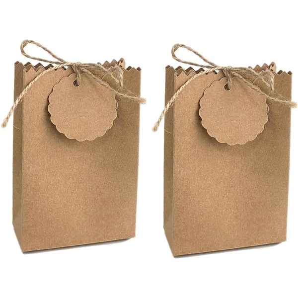 50 stk. Kraftpapir slikæsker, søde bryllupsgaveæsker, DIY-festgaveposer med tags, kreative papæsker, til bryllup, jul, fødselsdag, ferie