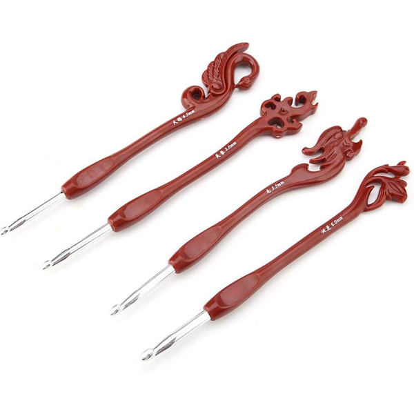 Retro virknålsset, 8 st retrofåglar unika virknålsset stickningsverktyg med släta nålar ergonomiskt handtag
