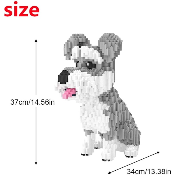 Mikro byggeklodser Mini kæledyr byggelegetøjsklodser til børn Big Schnauzer 13.38 x 7.87 x 14.56 inches