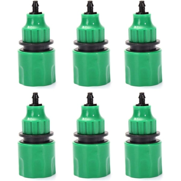 Envägsadapter för trädgårdsslang, krankoppling, passande för bevattning, 6-pack