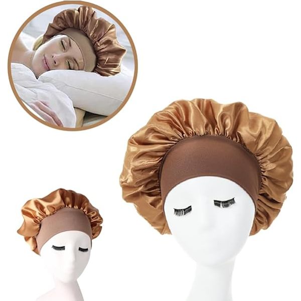 Hårhette for soving, bredt elastisk bånd satenghette silkehette dusjhette for kvinner jenter sminke hårpleie elastisk hatt