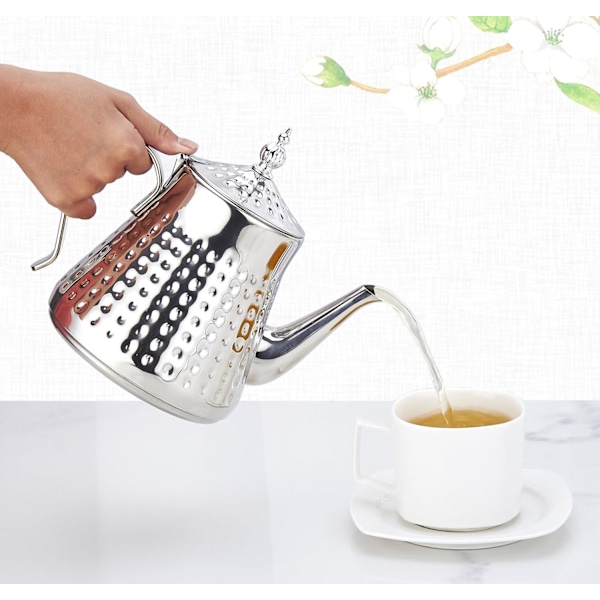 1200ml, Rustfrit Stål Tekande med Aftagelig Infuser, Komfur Tekande