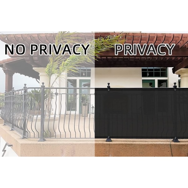 Balcony Privacy Screen Protect Privacy Screen (HDPE) 0,9 x 6m för utomhusträdgård med balkong, svart