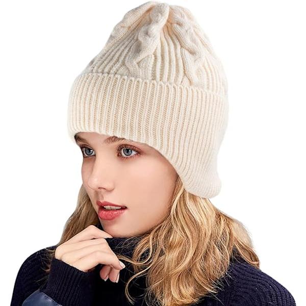 Dam vintermössa varm mjuk stretch slouchy skully stickad mössa