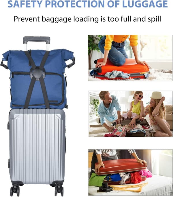 2-pack resväskor remmar bungees, justerbart resväskebälte bärbara resväskor remmar elastiska flygplats resetillbehör med spännen för bagage handväska