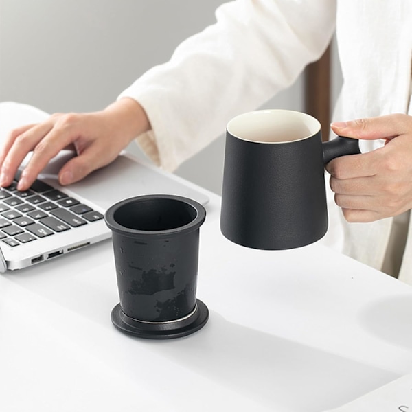 Blå og Hvid Tekopper med Træhåndtag Keramisk Tekop med Infuser og Låg Kop til Infusion af Løse Blade Te amarillo