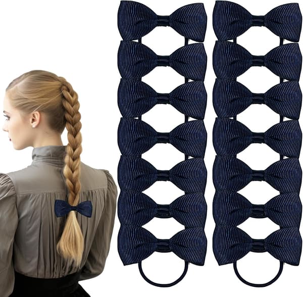 20 stk. marineblå hårtilbehør - elastiske hårstrikker og fletter - for barn og kvinner Navy Blue