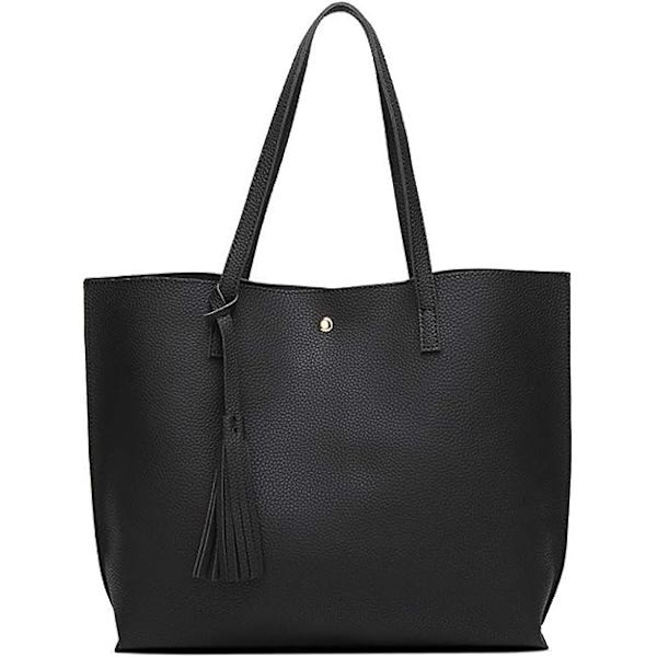 Håndvesker for kvinner, damehåndveske tote bag myk PU-lær stor kapasitet kvinners topphåndtak skulder veske for kvinner svart håndveske