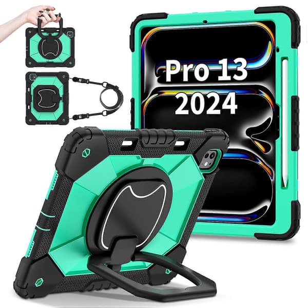 iPad Pro 13 (2024) jalustakotelo silikoni+PC tablettisuojus
