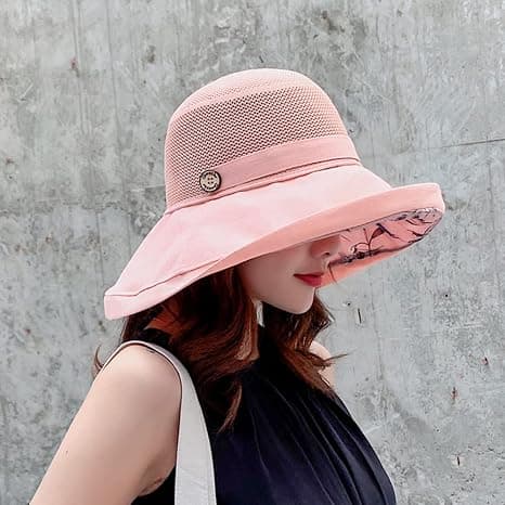 Dam solhatt i mesh, sommar UV-skydd, bred brätte, strandfiskekeps
