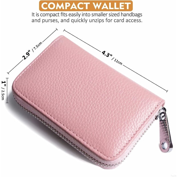 Kreditkortshållare RFID-blockerande äkta läder Mini Kreditkortsväska med dragkedja