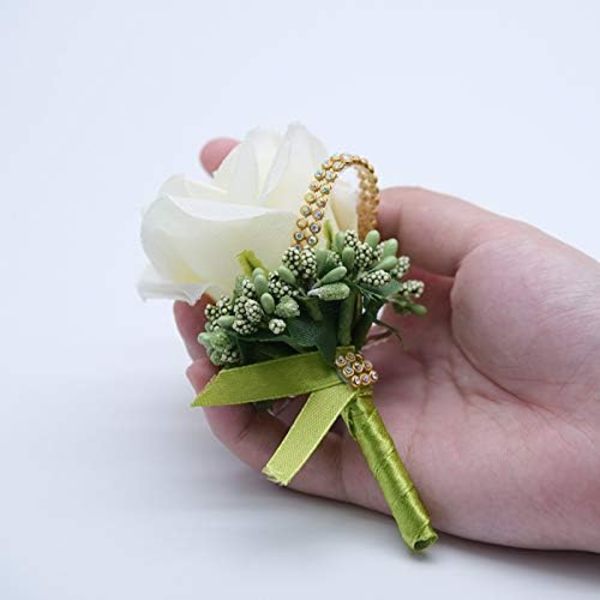 2 stk. Bryllupsblomster Kunstige Blomster Brudgom Groomsmen Bryllupsblomster Til Bryllup Prom Hjem Royal Mælkehvid
