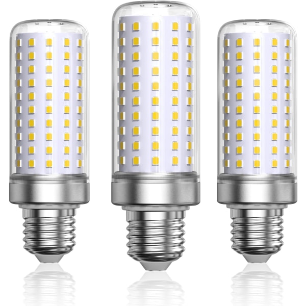 LED Majs Pære E27 Koldt Hvid 6000K, 1800LM, Svarer til 200W Halogen Pære, Majs Pære E27 Led Lys, (Ikke-Dæmpbar, 3-Pak)