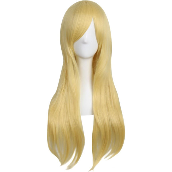 28 tum/70 cm dam sidoblugg långt lockigt hår cosplay peruk för kvinnor flicka Gold 28"