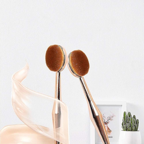 Ansiktsmakeupborste, Multifunktionell Makeupborste (2 stycken, roséguld)
