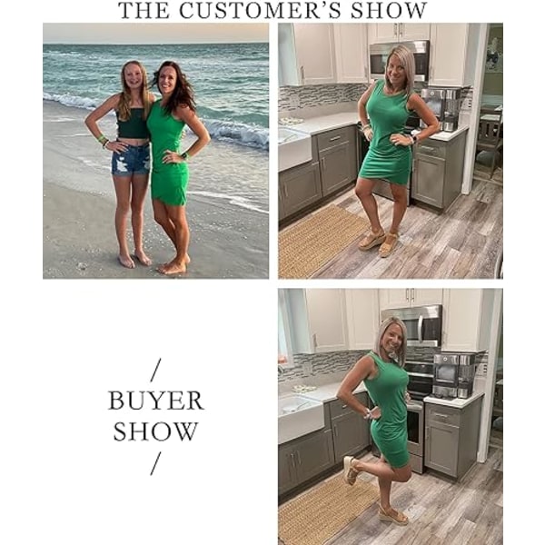 Kvinder Casual Kjole Rund Hals Rynket Sommer Ærmeløs Tank Bodycon Skjorte Korte Minikjoler Bright Green M