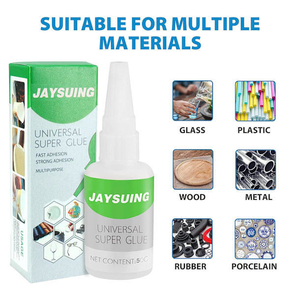 2 kpl hitsauskestävä öljypohjainen liima, VingTankUniversal Super Glue, vahva muovipohjainen liima nopeaan korjaukseen ja kovettumiseen