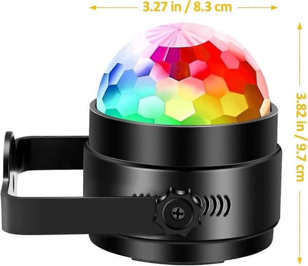 Diskokule 360 Roterende LED Party Lampe Musikkaktivert Disko