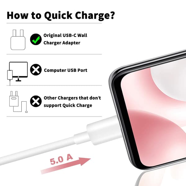 USB C Kabel Snabbladdning för Redmi Note 10 Pro USB Typ C Kabel 1m 6A Turboladdning för Xiaomi Redmi Note Mi Pad