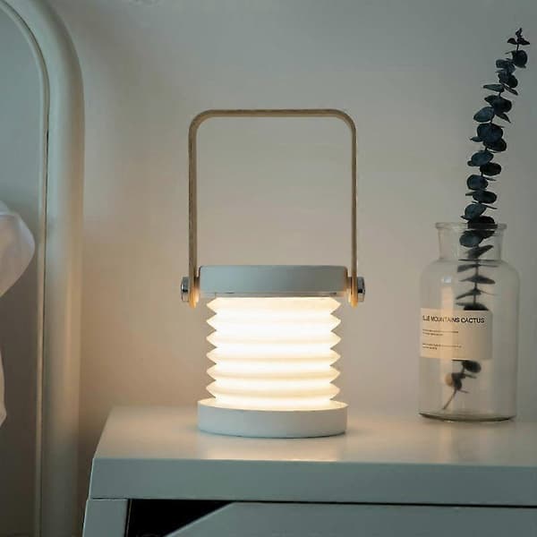 Sammenleggbar Nattbordslampe, USB Oppladbar LED Lanternelampe (GRÅ)