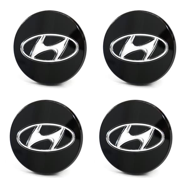 Hyundai centrumkåpor / hjulnav bilmärke - 4-pack 60mm - Black