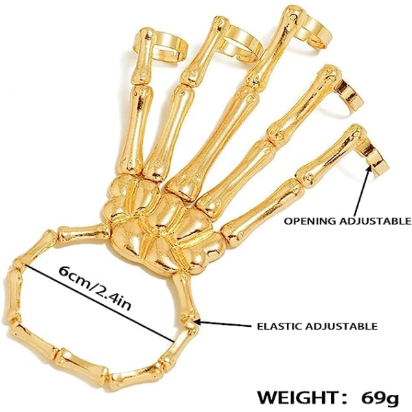 Skeleton Skull Fingers Hand Armband Punk Armband Armband Personlighet(Guld)