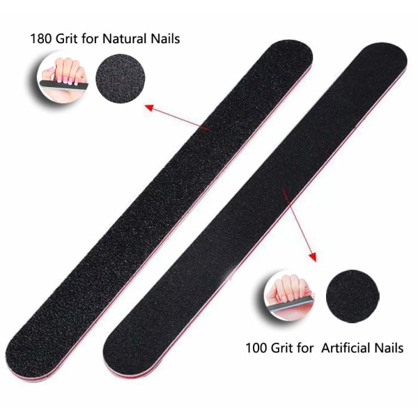 Nagelfil 21ct 100/180 Grit Emery Board Filer för akryl/naturlig nagel
