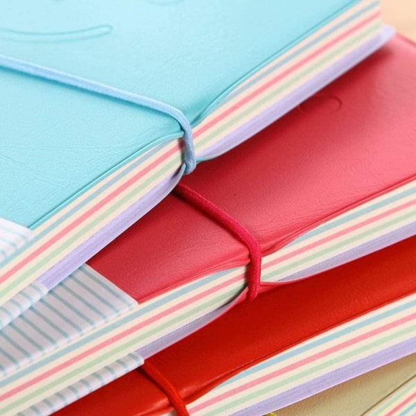 2 stk. Mini Smiley Notebook, Mini Smiley Dagbog 2 Farver Lomme Notebook Lille Notesblok Rejsearrangør
