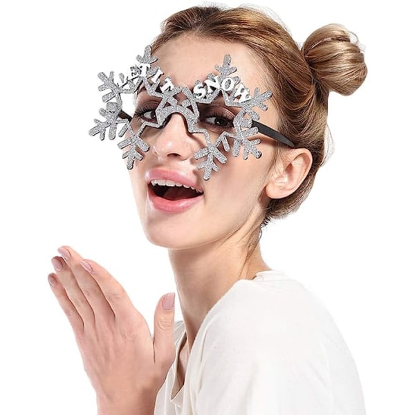 2PC Novelty Glittered Juldekoration Fanci-Frames Party Accessory Glasögon