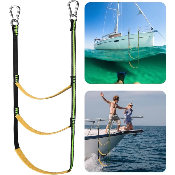 3-stegs repstege för båt, repstege för klätterbåt, bärbar repstege förlängningshjälp ombordstigning hopfällbar stege