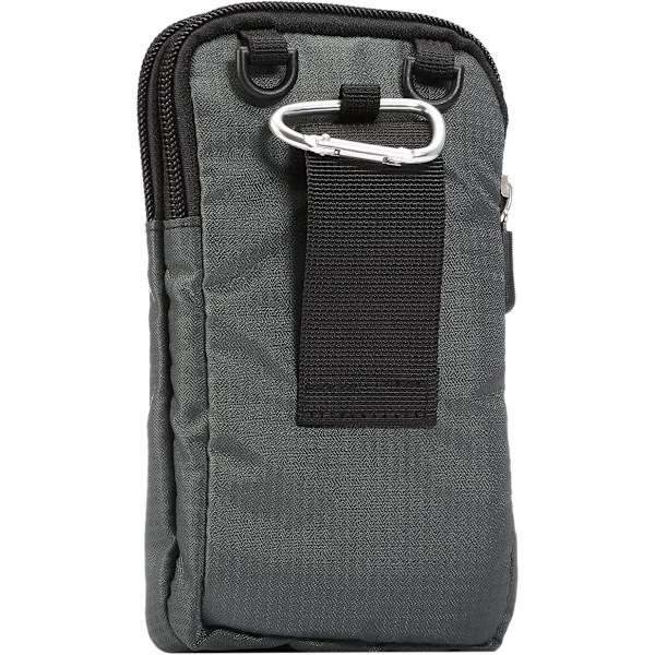 Mobiltelefon midjeväska, crossbody mobiltelefonväska, utomhus rese nylon axelväska, med bältesögla karbinhake dark gray 10*18*3.5 CM