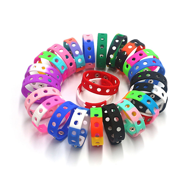 16 st silikonarmband med hål Färgglada justerbara gummiband med kamouflagemönster (slumpmässig färg)